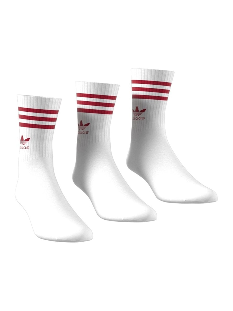 adidas Originals Off White Mid Cut Crew Socks 3 Pack - Image 2 of 8