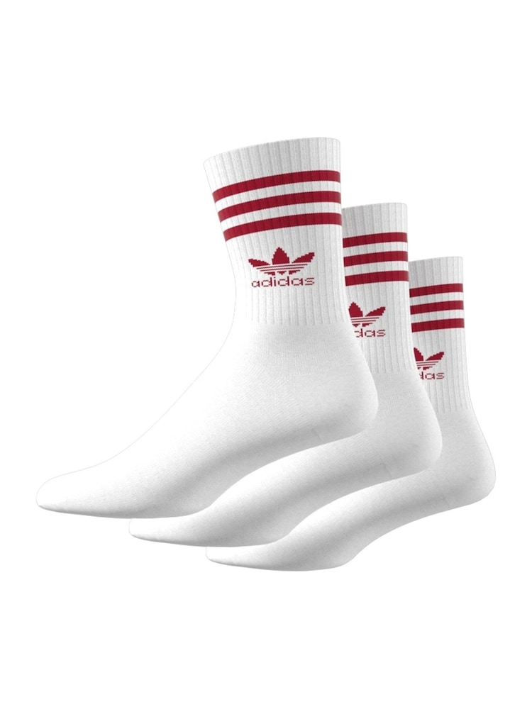adidas Originals Off White Mid Cut Crew Socks 3 Pack - Image 3 of 8