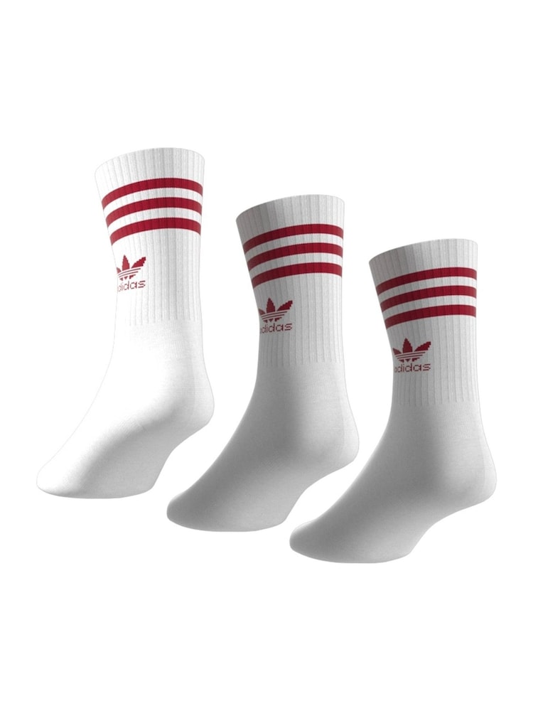 adidas Originals Off White Mid Cut Crew Socks 3 Pack - Image 5 of 8