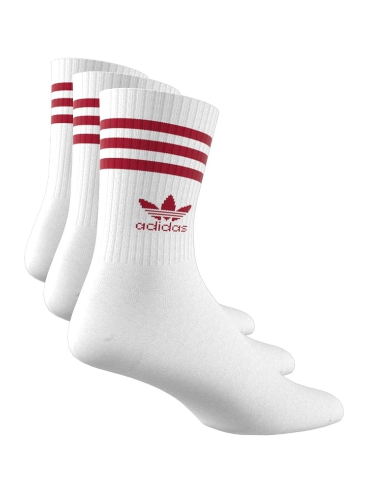 adidas Originals Off White Mid Cut Crew Socks 3 Pack - Image 6 of 8