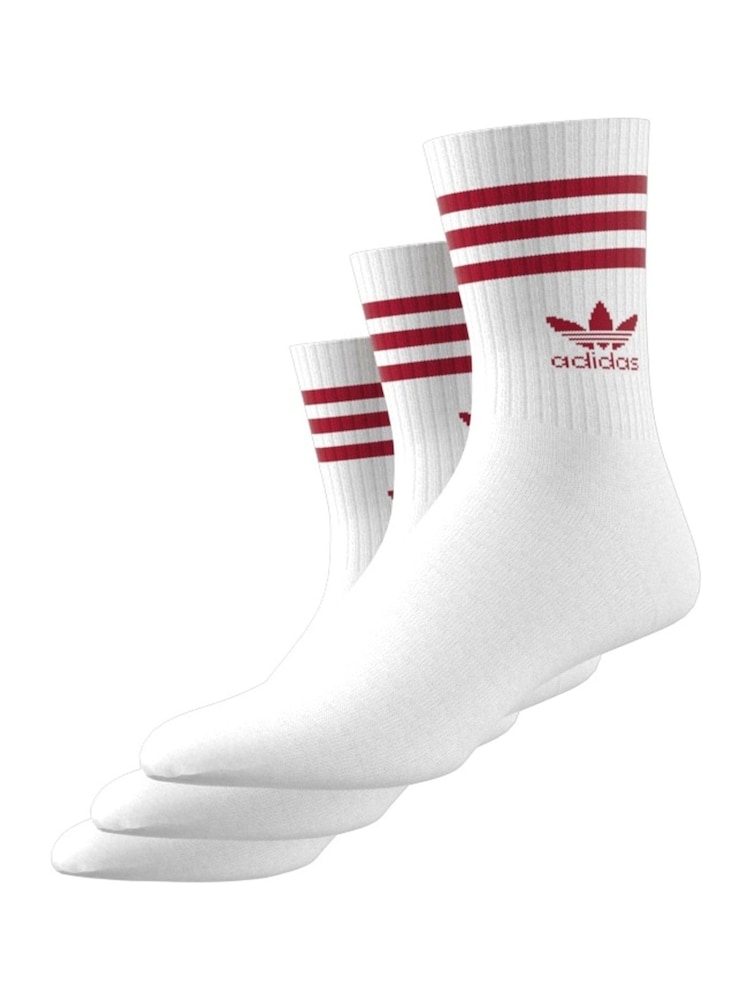 adidas Originals Off White Mid Cut Crew Socks 3 Pack - Image 7 of 8