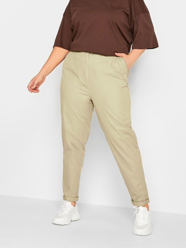 Yours Curve Green Full Length Chino Trousers - Image 1 of 4 Yours Curve Green Full Length Chino Trousers - Image 1 of 4