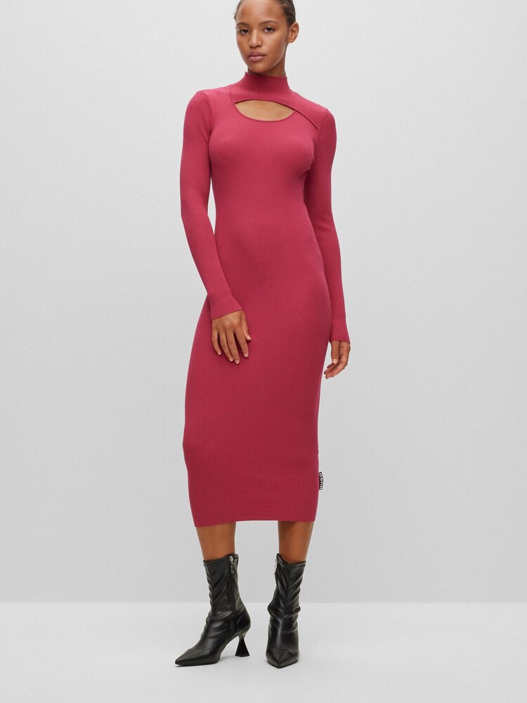 HUGO Pink Soritexa Knitted Dress - Image 1 of 5 HUGO Pink Soritexa Knitted Dress - Image 1 of 5