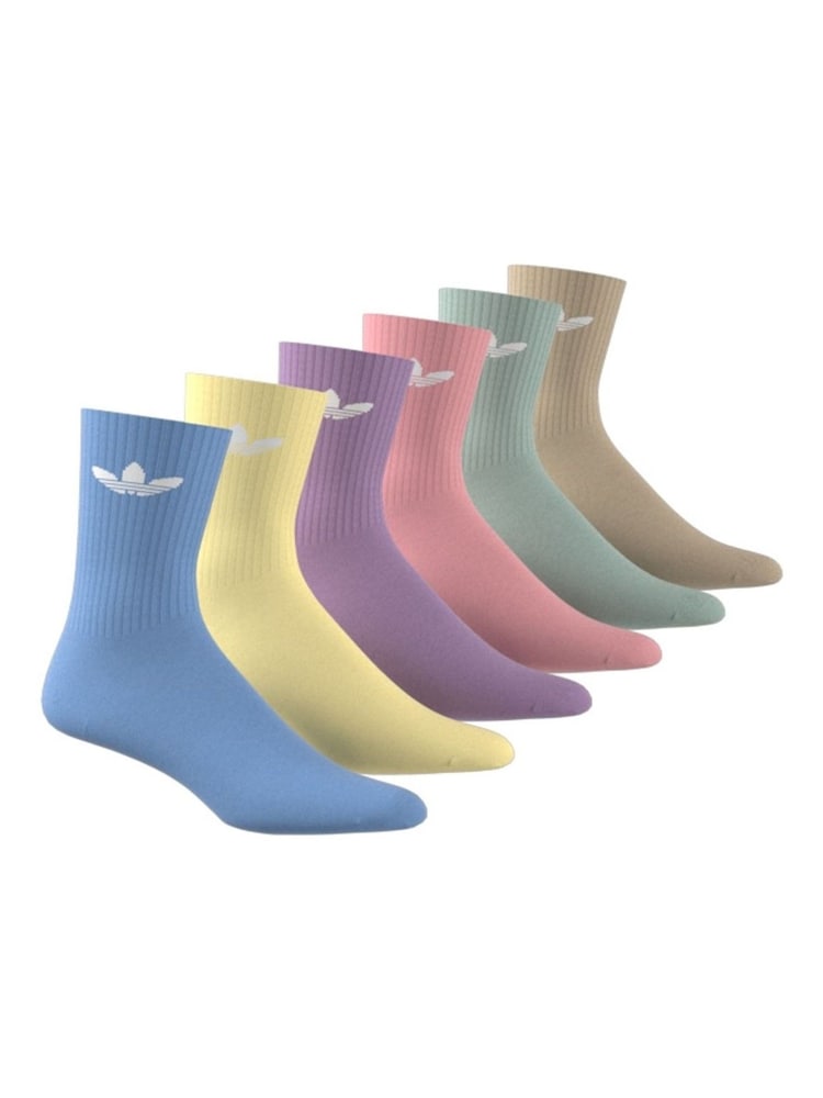 adidas Originals Blue Trefoil Crew Socks 6 Pack - Image 2 of 10