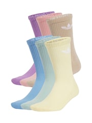 adidas Originals Blue Trefoil Crew Socks 6 Pack - Image 4 of 10