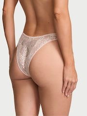 Victoria's Secret Sheer Blush Pink Brazilian Shine Bow Lace Knickers - Image 1 of 2