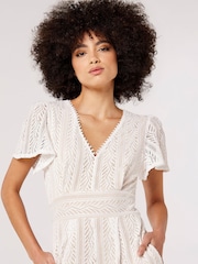 Apricot White Lace Wide Leg Jumpsuit - Image 4 of 6