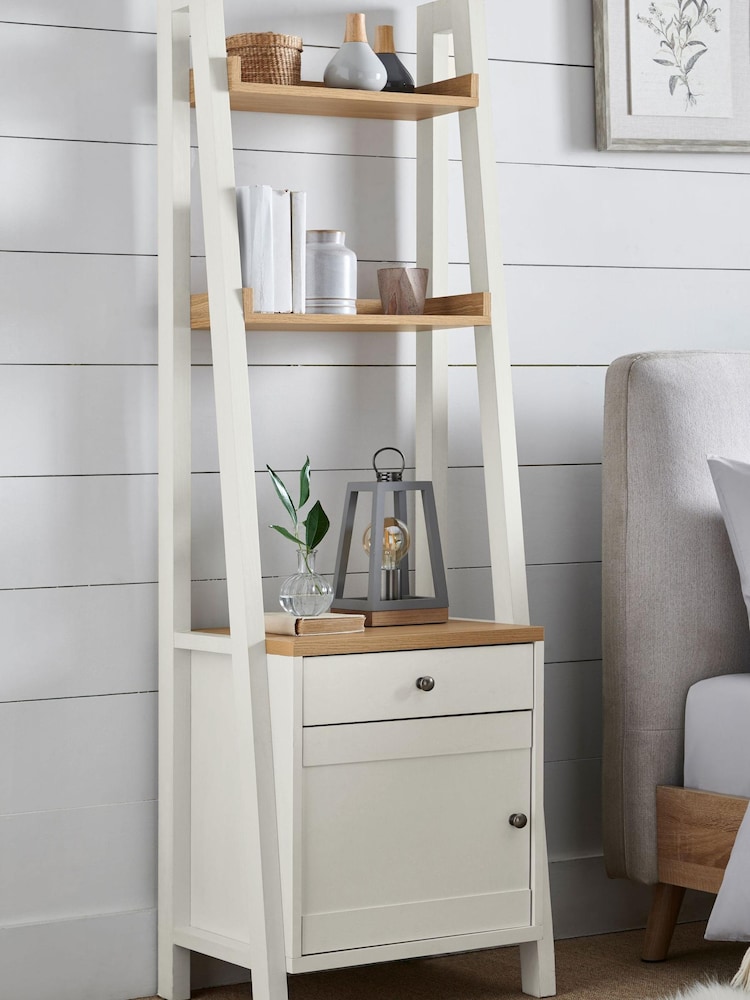 Chalk White Malvern Paint Effect Ladder Bedside Table - Image 1 of 6
