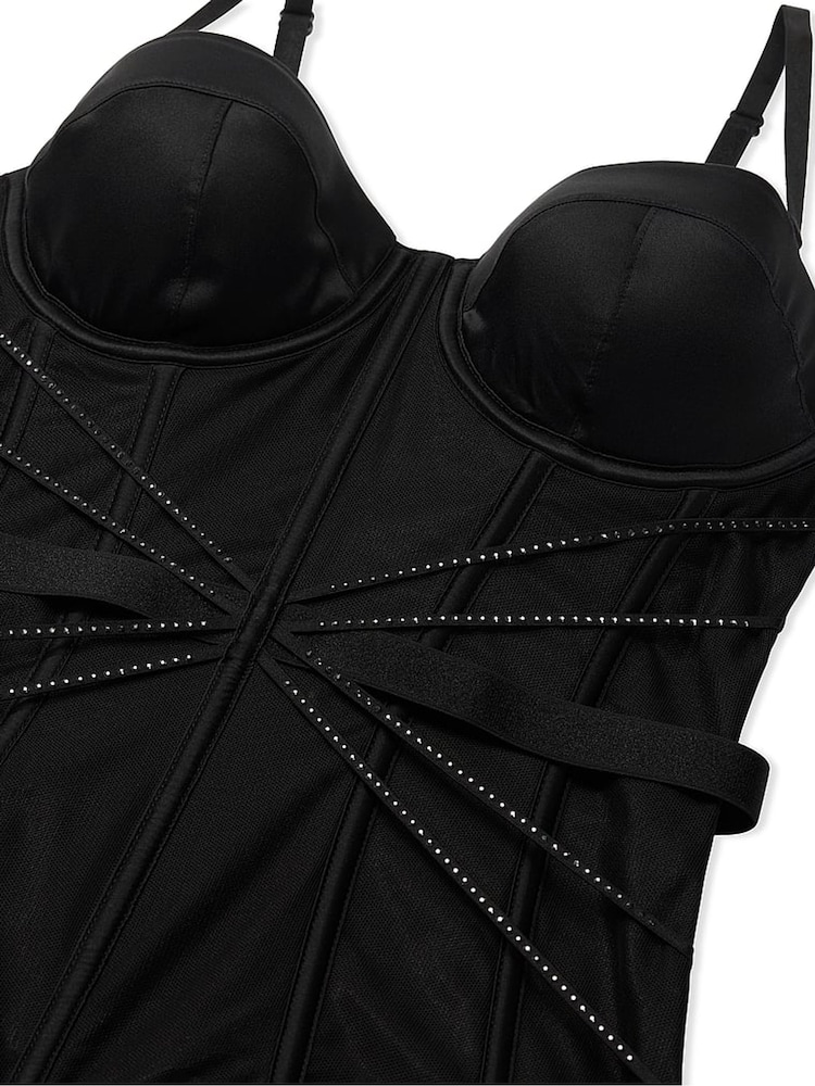 Victoria's Secret Black Shine Strapless Corset Top - Image 3 of 3