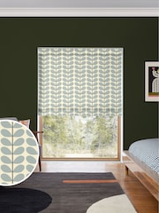 Orla Kiely Blue 100% Cotton Two Colour Stem Made To Measure Roman Blind - Image 1 of 6