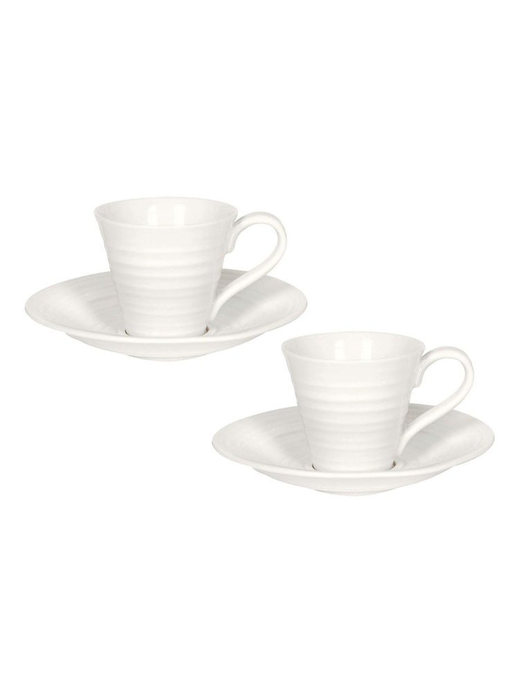 Portmeirion Set of 2 White Espresso Cups & Saucers - Image 3 of 3