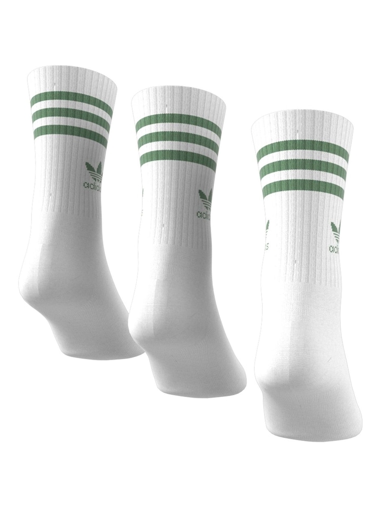 adidas Originals Dove White Mid Cut Crew Socks 3 Pack - Image 2 of 9