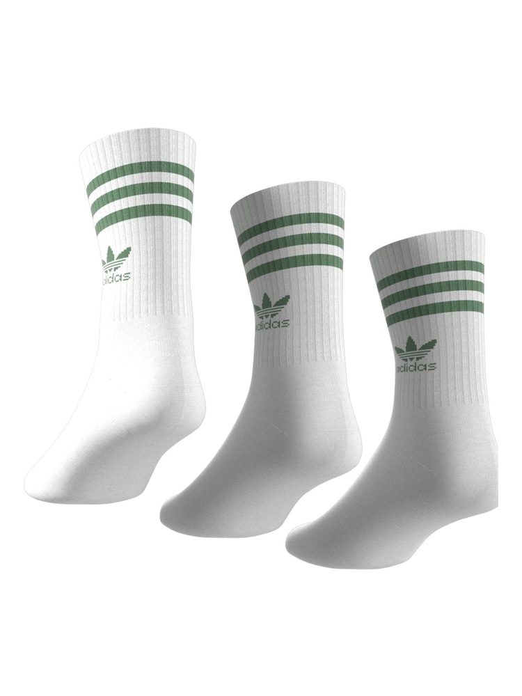 adidas Originals Dove White Mid Cut Crew Socks 3 Pack - Image 6 of 9