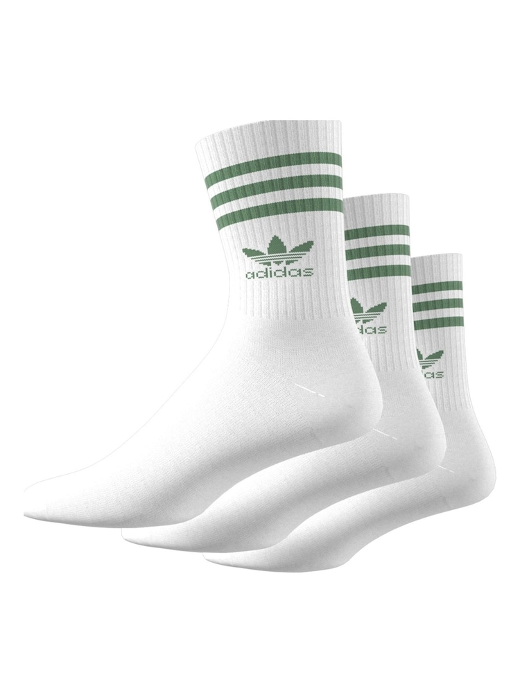 adidas Originals Dove White Mid Cut Crew Socks 3 Pack - Image 7 of 9
