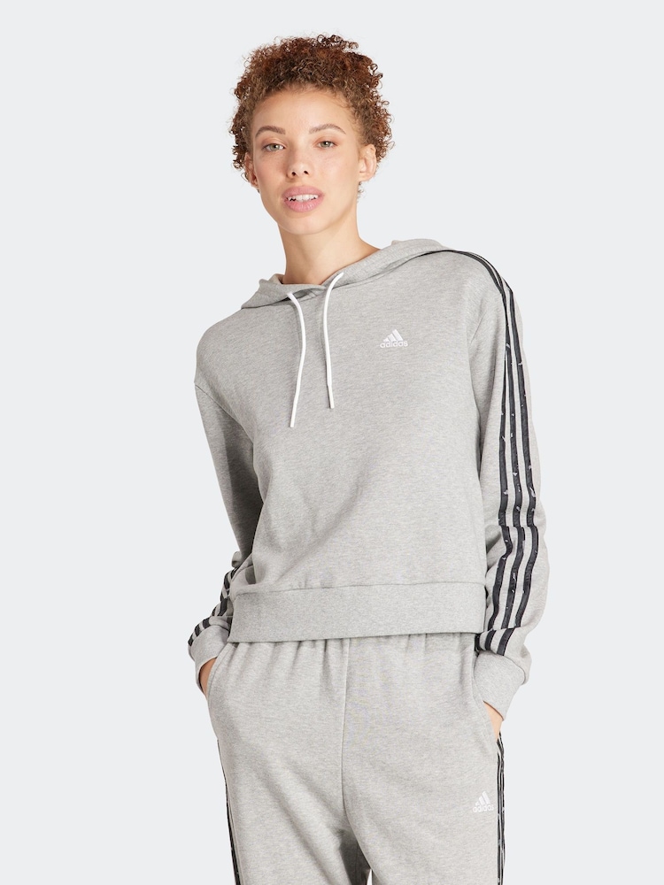 adidas Grey Sportswear Essentials 3-Stripes Animal Print Relaxed Hoodie - Image 1 of 7 adidas Grey Sportswear Essentials 3-Stripes Animal Print Relaxed Hoodie - Image 1 of 7