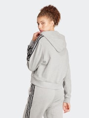 adidas Grey Sportswear Essentials 3-Stripes Animal Print Relaxed Hoodie - Image 2 of 7