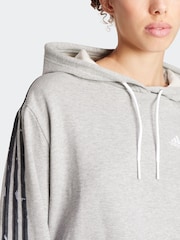 adidas Grey Sportswear Essentials 3-Stripes Animal Print Relaxed Hoodie - Image 5 of 7