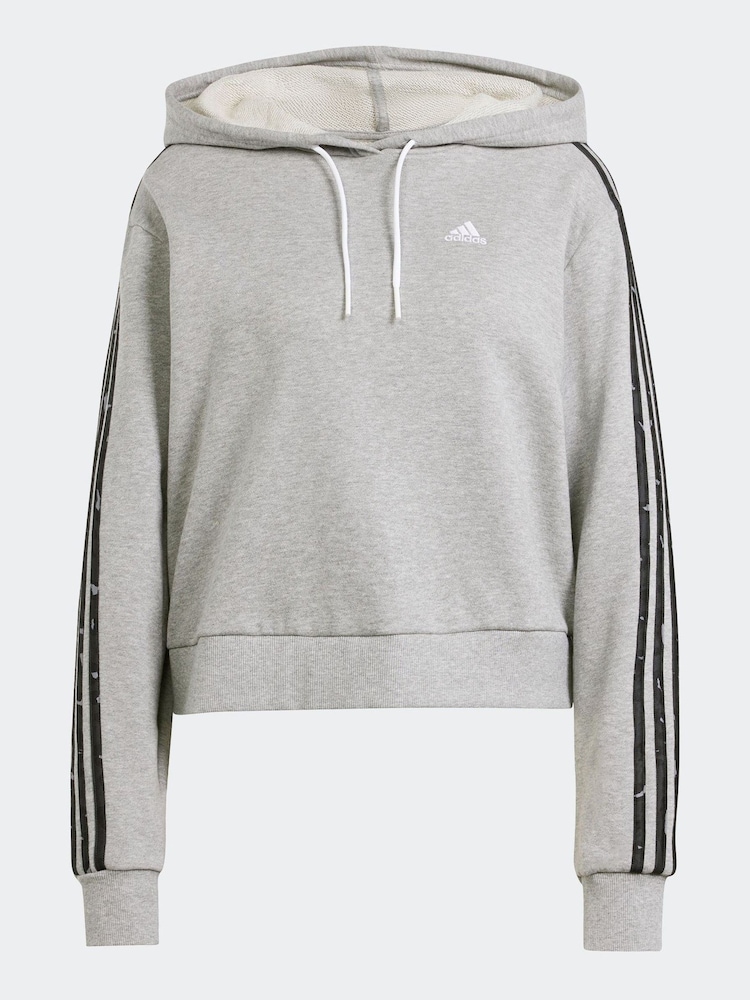 adidas Grey Sportswear Essentials 3-Stripes Animal Print Relaxed Hoodie - Image 7 of 7