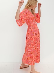 Oliver Bonas Pink Petal and Paisley Print Midi Dress - Image 2 of 9