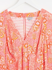 Oliver Bonas Pink Petal and Paisley Print Midi Dress - Image 6 of 9