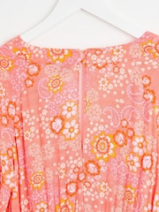 Oliver Bonas Pink Petal and Paisley Print Midi Dress - Image 7 of 9