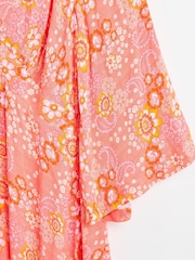 Oliver Bonas Pink Petal and Paisley Print Midi Dress - Image 8 of 9