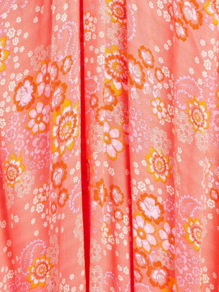 Oliver Bonas Pink Petal and Paisley Print Midi Dress - Image 9 of 9