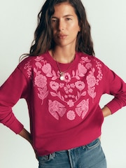 Boden Pink Emi Embroidered Sweatshirt - Image 1 of 5