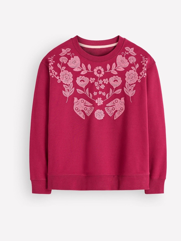 Boden Pink Emi Embroidered Sweatshirt - Image 5 of 5 Boden Pink Emi Embroidered Sweatshirt - Image 5 of 5