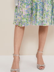Phase Eight Silver Metallic Leather Strappy Heeled Sandals - Image 3 of 7