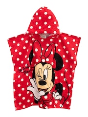Character Red Minnie Mouse License Kids Printed Swim And Beach 100% Cotton Towel Poncho - Image 1 of 5