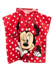 Character Red Minnie Mouse License Kids Printed Swim And Beach 100% Cotton Towel Poncho - Image 2 of 5