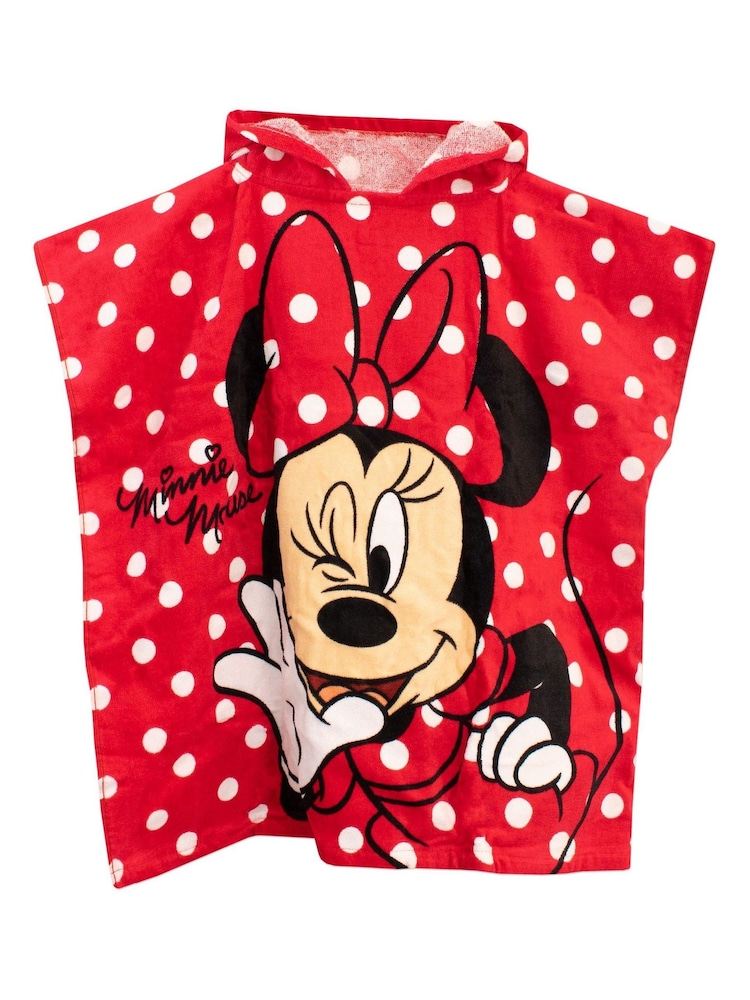 Character Red Minnie Mouse License Kids Printed Swim And Beach 100% Cotton Towel Poncho - Image 2 of 5