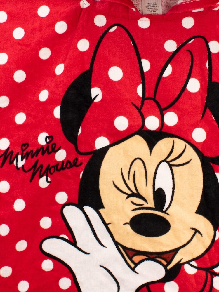Character Red Minnie Mouse License Kids Printed Swim And Beach 100% Cotton Towel Poncho - Image 3 of 5