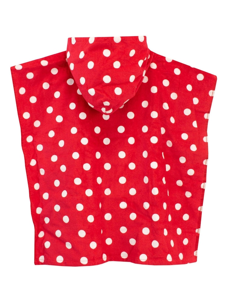 Character Red Minnie Mouse License Kids Printed Swim And Beach 100% Cotton Towel Poncho - Image 4 of 5