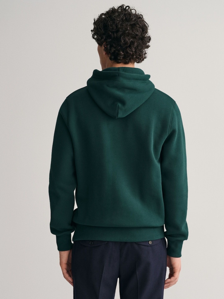 GANT Tartan Green Regular Fit Shield Logo Hoodie - Image 2 of 4