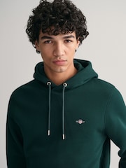 GANT Tartan Green Regular Fit Shield Logo Hoodie - Image 3 of 4