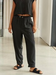 Black Cargo Trousers With Elasticated Drawstring - Image 2 of 6