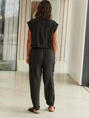 Black Cargo Trousers With Elasticated Drawstring - Image 3 of 6