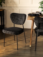 Rockett St George Set of 2 Leopard Luxe Cut Velvet Black Perfect Dining Chairs - Image 1 of 9