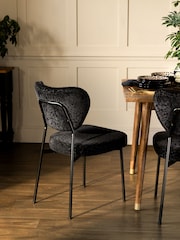 Rockett St George Set of 2 Leopard Luxe Cut Velvet Black Perfect Dining Chairs - Image 3 of 9