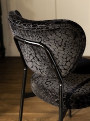 Rockett St George Set of 2 Leopard Luxe Cut Velvet Black Perfect Dining Chairs - Image 4 of 9