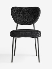 Rockett St George Set of 2 Leopard Luxe Cut Velvet Black Perfect Dining Chairs - Image 5 of 9