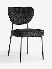 Rockett St George Set of 2 Leopard Luxe Cut Velvet Black Perfect Dining Chairs - Image 6 of 9