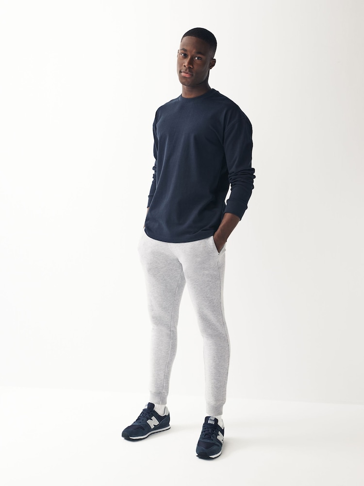 Black Skinny Fit Cotton Blend Cuffed Joggers - Image 2 of 7 Black Skinny Fit Cotton Blend Cuffed Joggers - Image 2 of 7