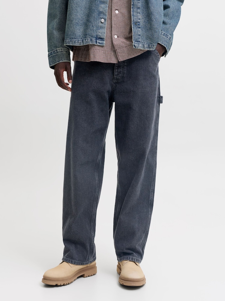 JACK & JONES Black Alex Baggy Fit Carpetner Jeans - Image 1 of 11 JACK & JONES Black Alex Baggy Fit Carpetner Jeans - Image 1 of 11