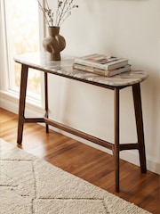 Barker and Stonehouse Brown Cresta Marble Top Console Table - Image 1 of 7