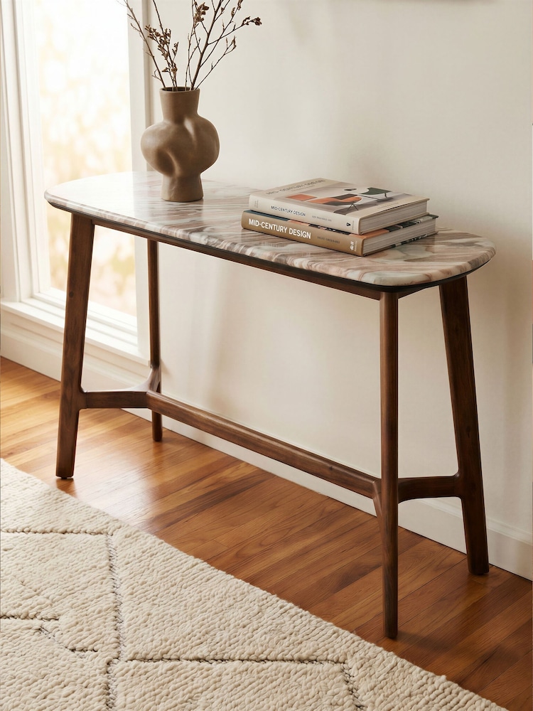 Barker and Stonehouse Brown Cresta Marble Top Console Table - Image 1 of 7