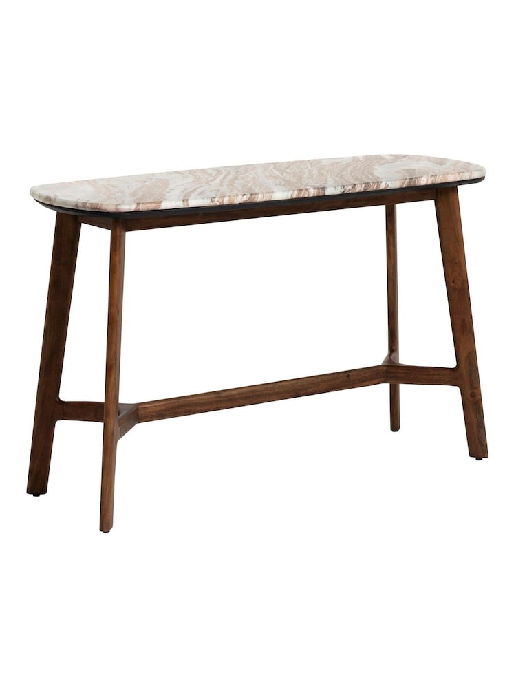 Barker and Stonehouse Brown Cresta Marble Top Console Table - Image 2 of 7