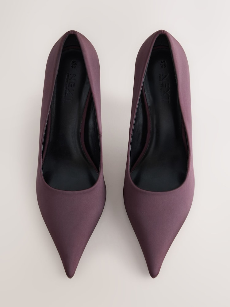 Plum Purple Forever Comfort® Satin Court Heels - Image 2 of 5 Plum Purple Forever Comfort® Satin Court Heels - Image 2 of 5